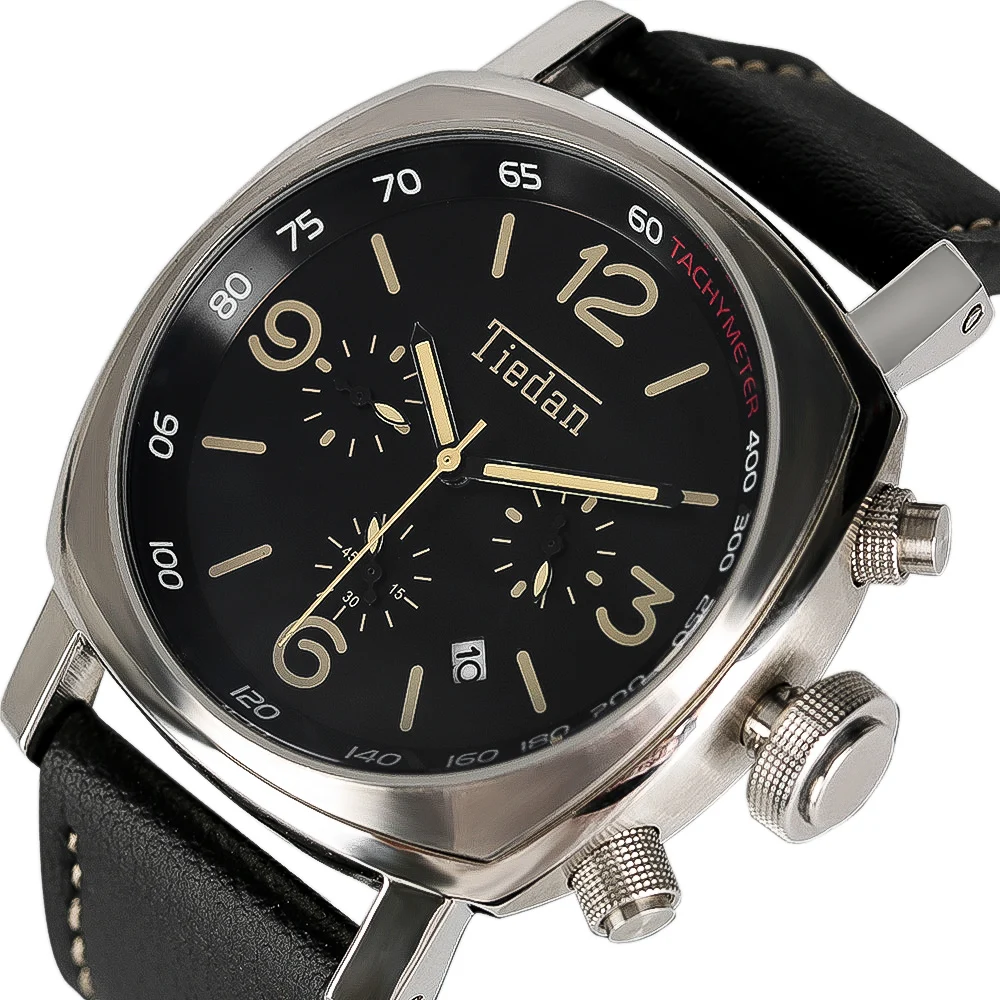 

TIEDAN Top Brand Men Watches Luxury Date Day Quartz Wrist Watch Men's Genuine Leather Band Sports Wristwatch Male Clock 2017