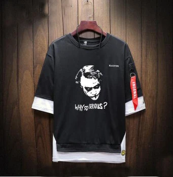 

New batman t-shirt cosplay costume summer fashion Fake two piece t shirt tops