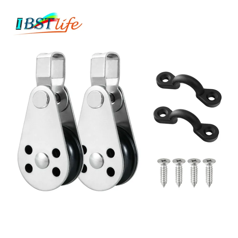 

Kayak Canoe Anchor Trolley Kit 2 Stainless Steel Pulleys Blocks 2 Nylon Pad Eyes Boat Kayak Accessories