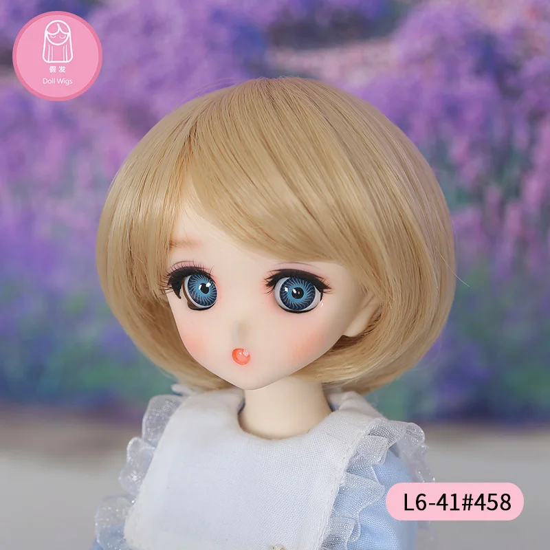 

Wig For BJD Doll free shipping size L6# 16-17cm 1/6Short Wig Bangs Heat Resistant Synthetic Fashion bjd doll Wigs in beauty