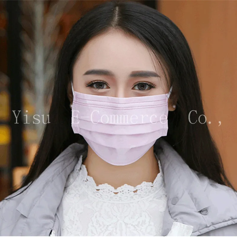 Colorful Disposable Solid Mouth Masks 500pcs Elastic Layer Medical