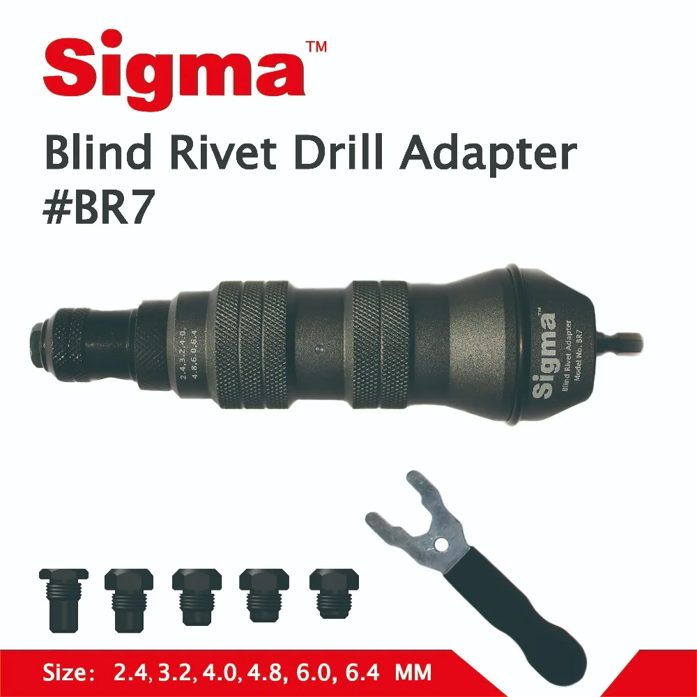Sigma #BR7 HEAVY DUTY Blind Pop Rivet Drill Adapter Cordless or Electric power drill adaptor alternative air riveter rivet gun