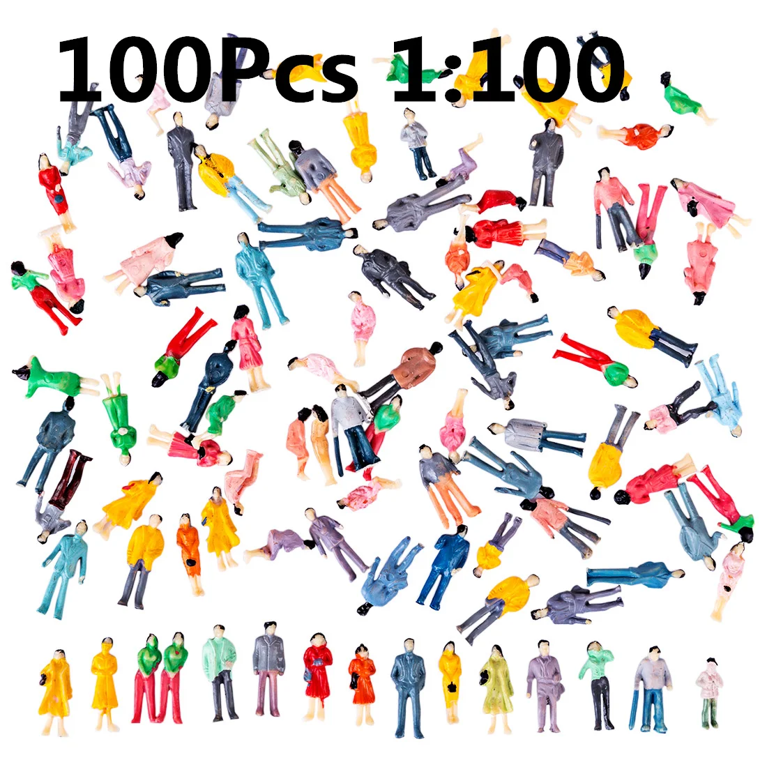50/100 шт 1:50/75/87/100/150 HO миниатюрные фигурки модель для поездок на поезде, ж/д персонажами настольной-красочные(случайный Тип - Цвет: 100pcs