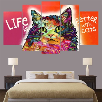 

Colorful Cat Canvas Painting Calligraphy Wall Art Oil Painting On Canvas For Living Room Kids Room Painting Calligraphy