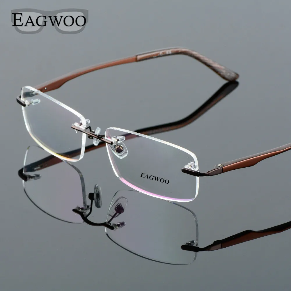 Aluminum Alloy Rimless Optical Frame Prescription Men Eyeglasses