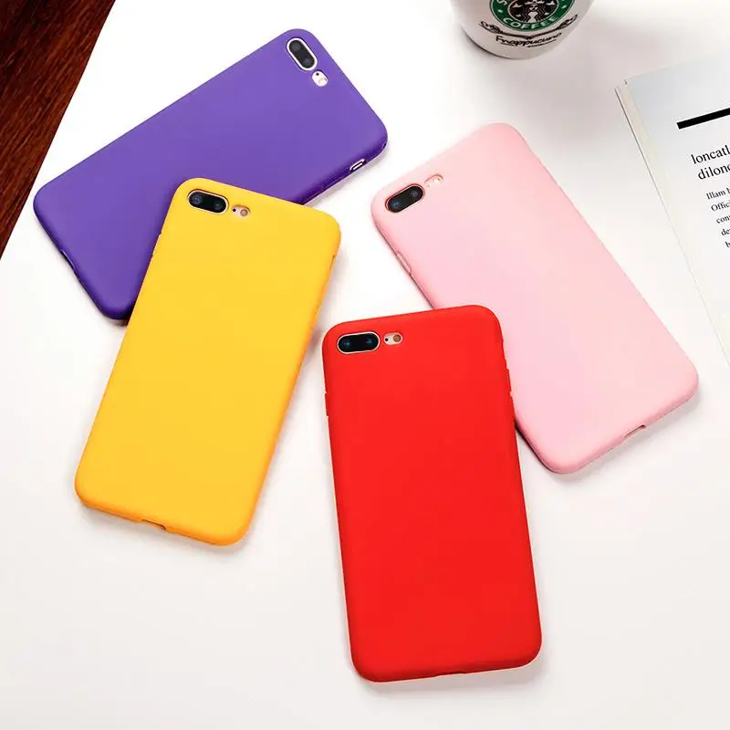 

Silicone Soft TPU Matte Phone Case For iPhone XR X 8 6 6S Plus XS MAX Simple Solid Color Ultrathin Case Candy Color Back Cover