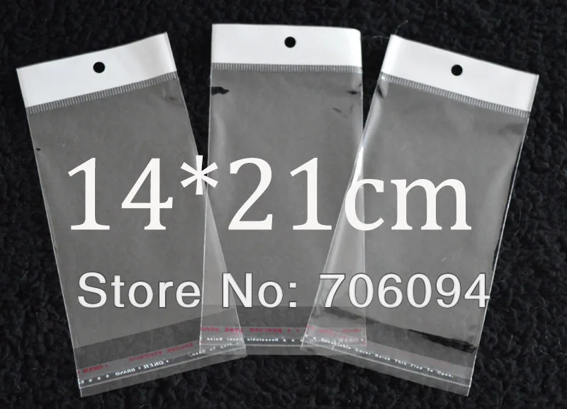 

FreeShipping 14*21cm,1000pcs/lot Clear Self Adhesive Seal Poly Opp Plastic Bag With Header ,Hole Jewelry Earring Packing bag
