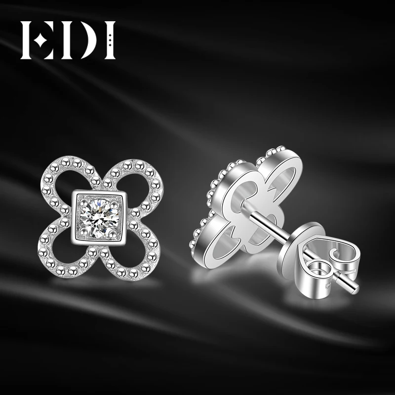

EDI Trend 0.2CT Round Cut Moissanites Diamond 14K 585 White Gold Stud Earrings For Women Wedding Jewelry