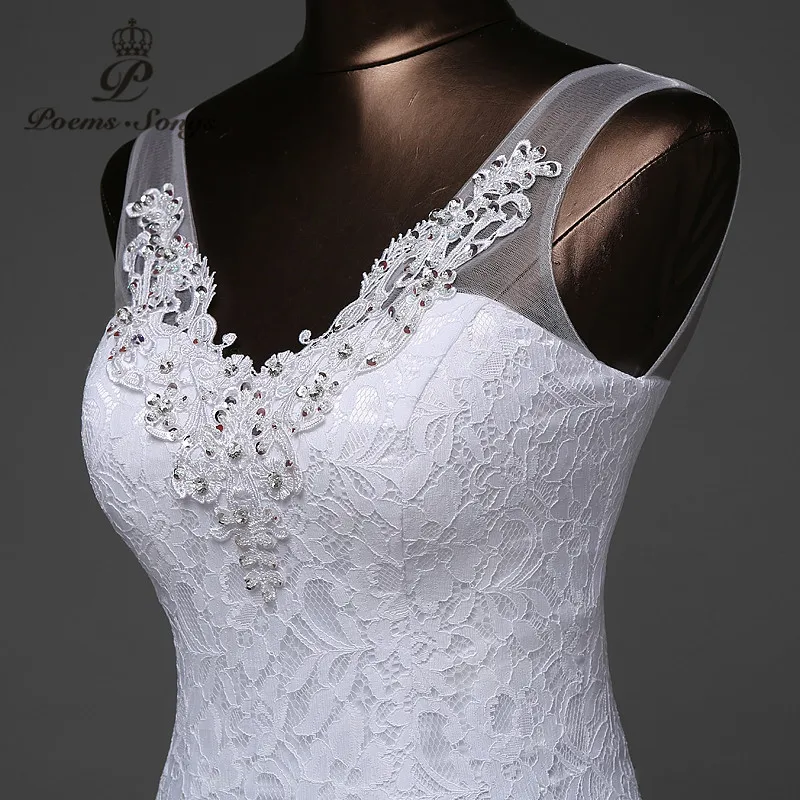 Free shipping Custom beautiful lace flowers mermaid Wedding Dresses vestidos de noiva robe de mariage ball gown Bridal gown 5