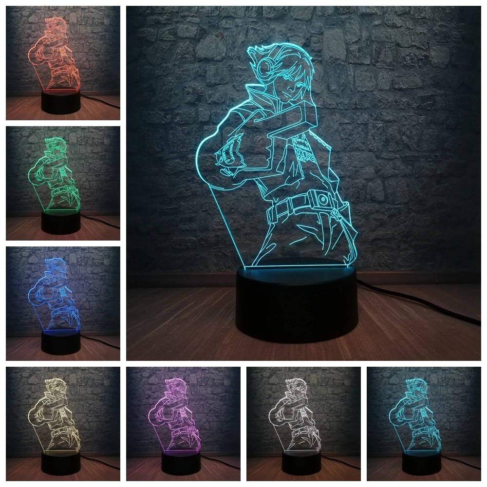 Горячая игра фигурка LOL Ezreal 3D светодиодный USB лампа Иллюзия атмосфера 7 цветов для