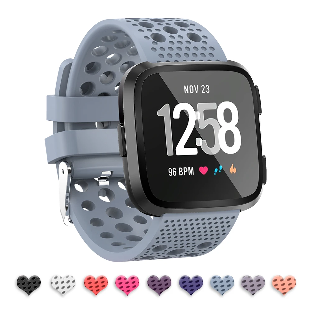 Браслет для Fitbit Versa силиконовый регулируемый спортивный браслет дышащий ремешок для часов с отверстиями для воздуха для Fitbit Versa