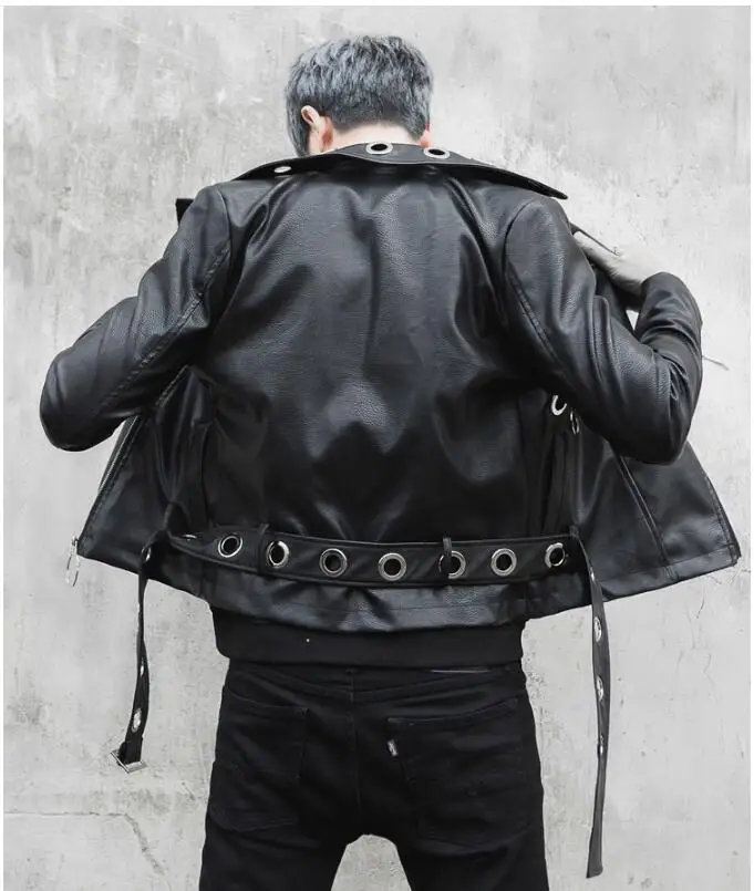 Leather clothing M-2XL! зимний национальный стиль, железное кольцо, украшение, Мужская короткая мотоциклетная кожаная Корейская версия, тонкая куртка, куртка - Цвет: Leather clothing