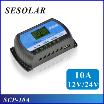 

solar panel controller 10A PWM Solar Charge Controller 12V 24V LCD Display USB 5V Solar Panel Charge Regulator free shipping