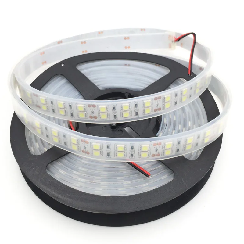 

Free shipping 5M Double Row 5050 Waterproof LED Strip 600LEDs 120LEDs/M 12V 35W White/Warm White