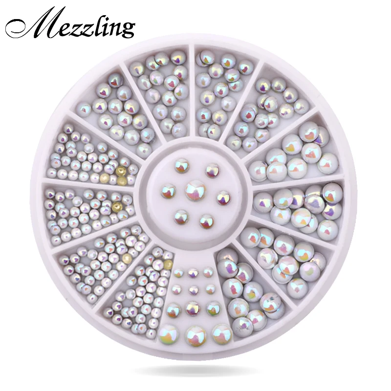 مزيج أحجام شبه دائرة Flatback بريق مسمار حجر الراين ترصيع مجموعة عجلات الساخن DIY مسمار ملصقا الديكور التصميم أدوات