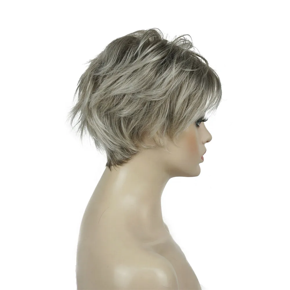 StrongBeauty женский парик короткий прямой натуральный без косточек светлый/черный