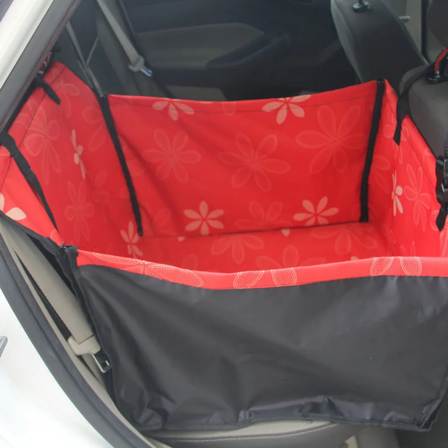 Изделие для домашних собак, Автомобильная подушка для сиденья, безопасное переносное автомобильное одеяло, аксессуары для кошки, собаки, водонепроницаемые сумки для переноски собак, товары для домашних животных 20 S1 - Цвет: Red With Flower
