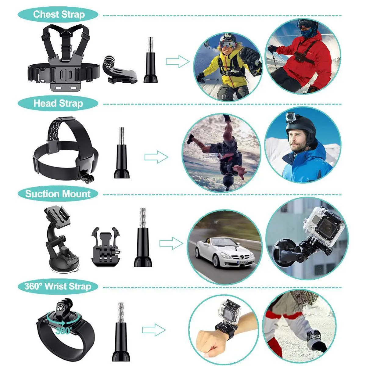 50 в 1 Аксессуары для экшн-камеры комплект для GoPro Hero GoPro Hero6 5 4 3 чехол/нагрудный ремень/штатив-осьминог