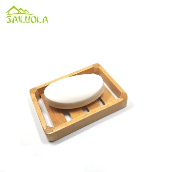 

Japanese style Beech Wood Flat Rectangle Soap Dish Tray Container Shower Room Dispensers L13.6 - W10 - H 2CM