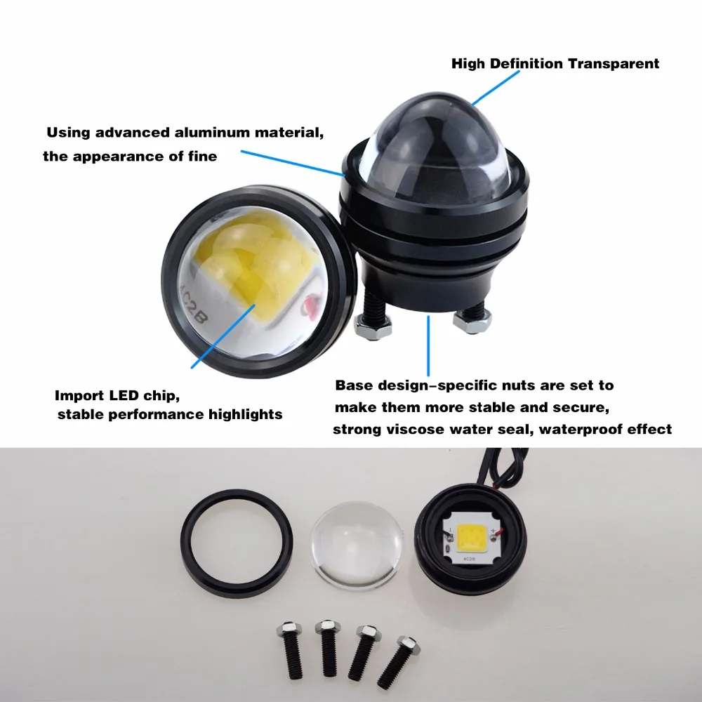 SULUCAR 2XCar Led Lens Fog Light 15W 12V Super Bright LED Light Eagle Eye Daytime Running Light DRL Lights AutomobileWaterproo SULUCAR 2XCar Led Lens Fog Light 15W 12V Super Bright LED Light Eagle Eye Daytime Running Light DRL Lights AutomobileWaterproo