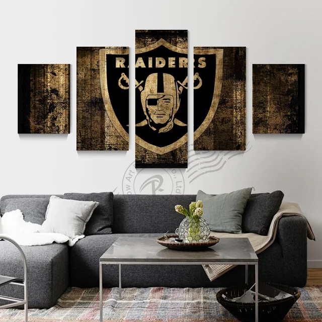 5 Panel Oakland Raiders Sport Flag Canvas Poster Painting On 5 Panel Oakland Raiders Sport Flag Canvas Poster Painting On Home Decor Wall Picture Art