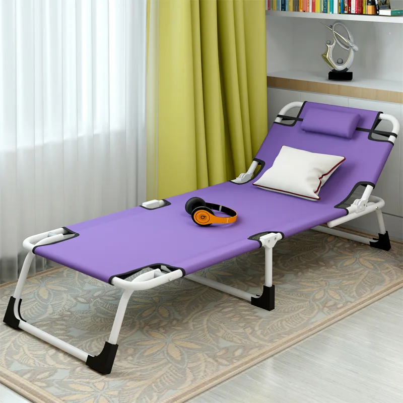 Multifunctional Simple Modern Folding Single Bed Household Office Leisure Noon Break Sun Chairs Beach Balcony Lying Bed