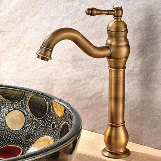 Bathroom Antique Brass Single Handle Hole Hot Cold Water Mixer Taps Wash Basin Bathroom Kitchen Deck Mounted Basin Faucet znf301