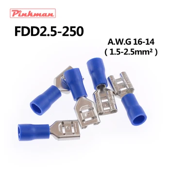 

FDD2-250 Female Insulated Electrical Crimp Terminal for 1.5-2.5mm2 Connectors AWG 16-14 Cable Wire Connector FDD2.5-250