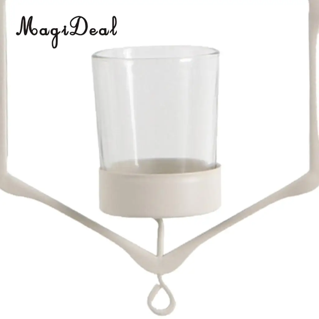 MagiDeal Wire Hanging Chain Hollow Vintage Geometric Tealight Candle Holder Mood Light Candleholder Candlestick Lantern Case