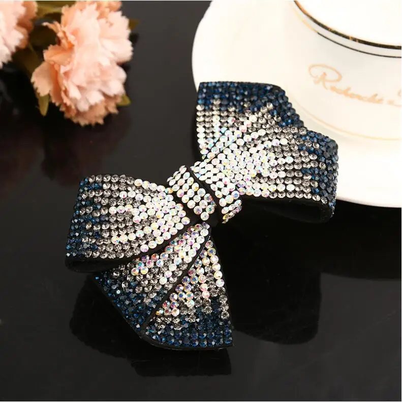 

New Fashion Luxury Bow Shape Women Hair Clips Hair Bands Rhinestone hair accessories colorful crystal Headwear Free Shippping
