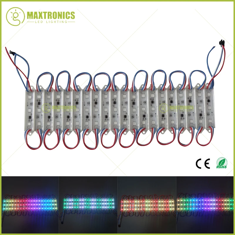 

20pcs/lot 3 leds 5050 WS2811 dream color Individually Addressable Full color RGB LED Module Light Waterproof DC12V Free shipping
