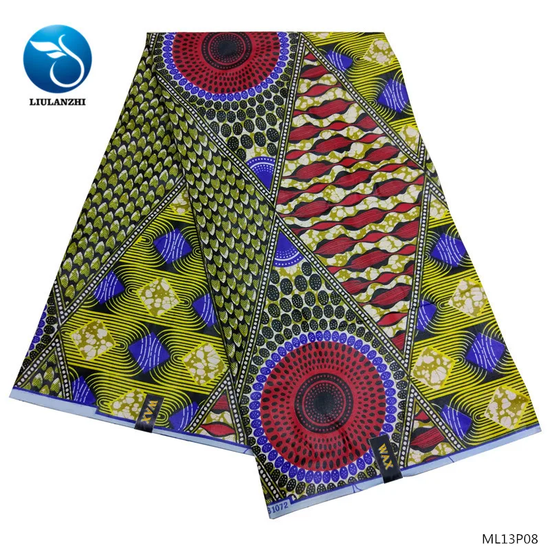 

LIULANZHI cotton wax fabrics african fabrics wax dress 2019 new arrival wax prints fabric for women dress 6yards ML13P08-ML13P13