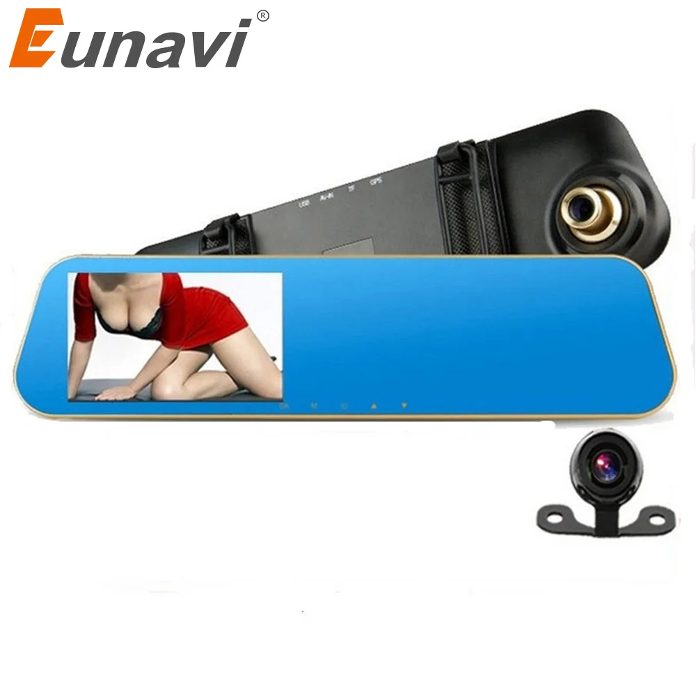 Eunavi 4 3 дюймов Full HD 1080P Автомобильное зеркало заднего вида DVR Автомобильная камера