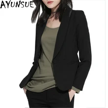 AYUNSUE Демисезонный черный деловой Блейзер Feminino костюмы для маленьких женский пиджак Длинные рукава Для женщин Пиджаки и жакеты CJ026