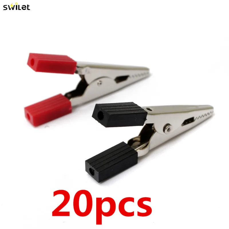 

20Pcs 50mm Plastic Handle Electrical Tool Alligator Clips Battery Clip Crocodile Car Caravan Van Battery Test Lead Clips
