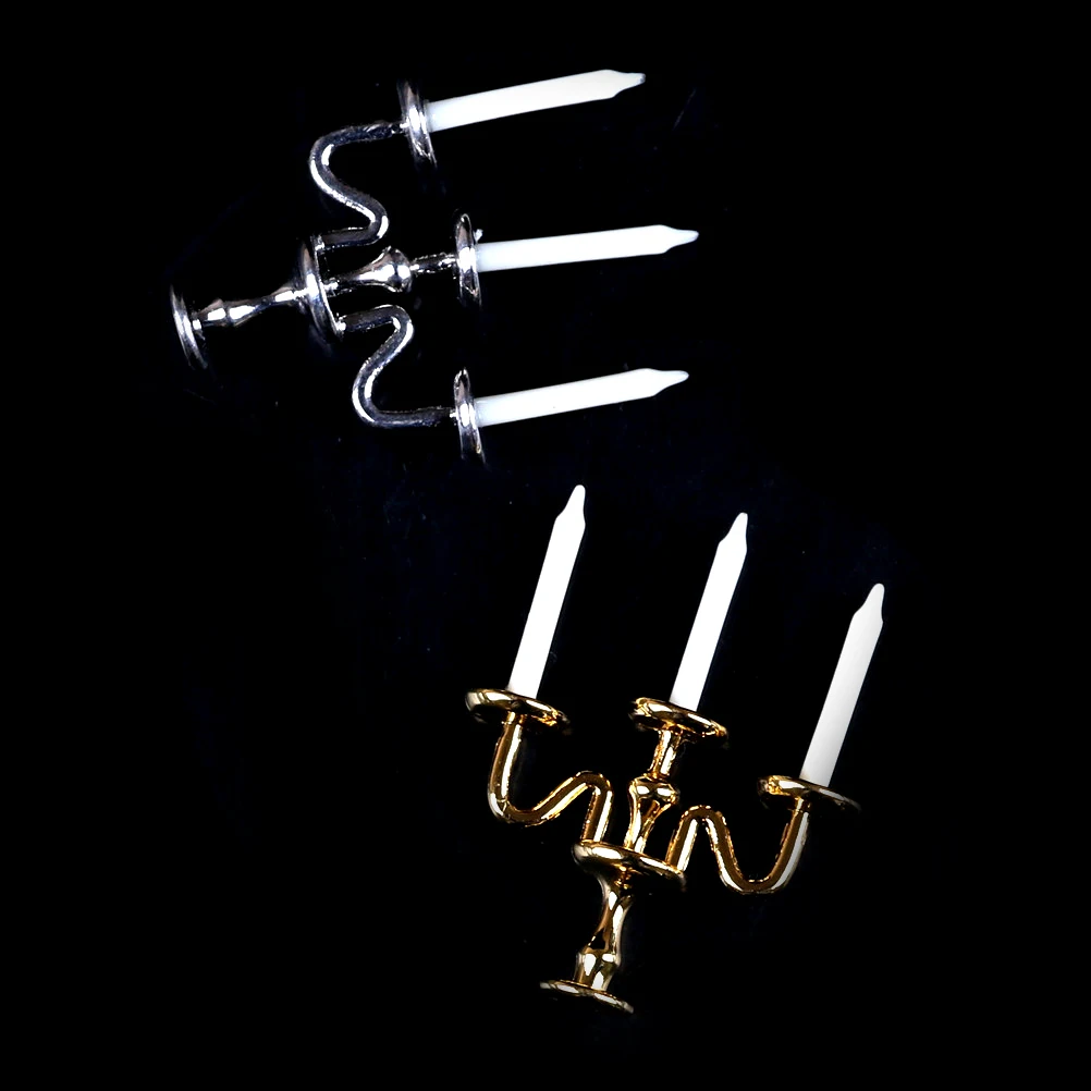 1 قطعة 1/12 دمية أثاث مصغر الأبيض المعادن شمعة حامل الشمعدانات نموذج مسرحية البيت لعب للأطفال الأطفال