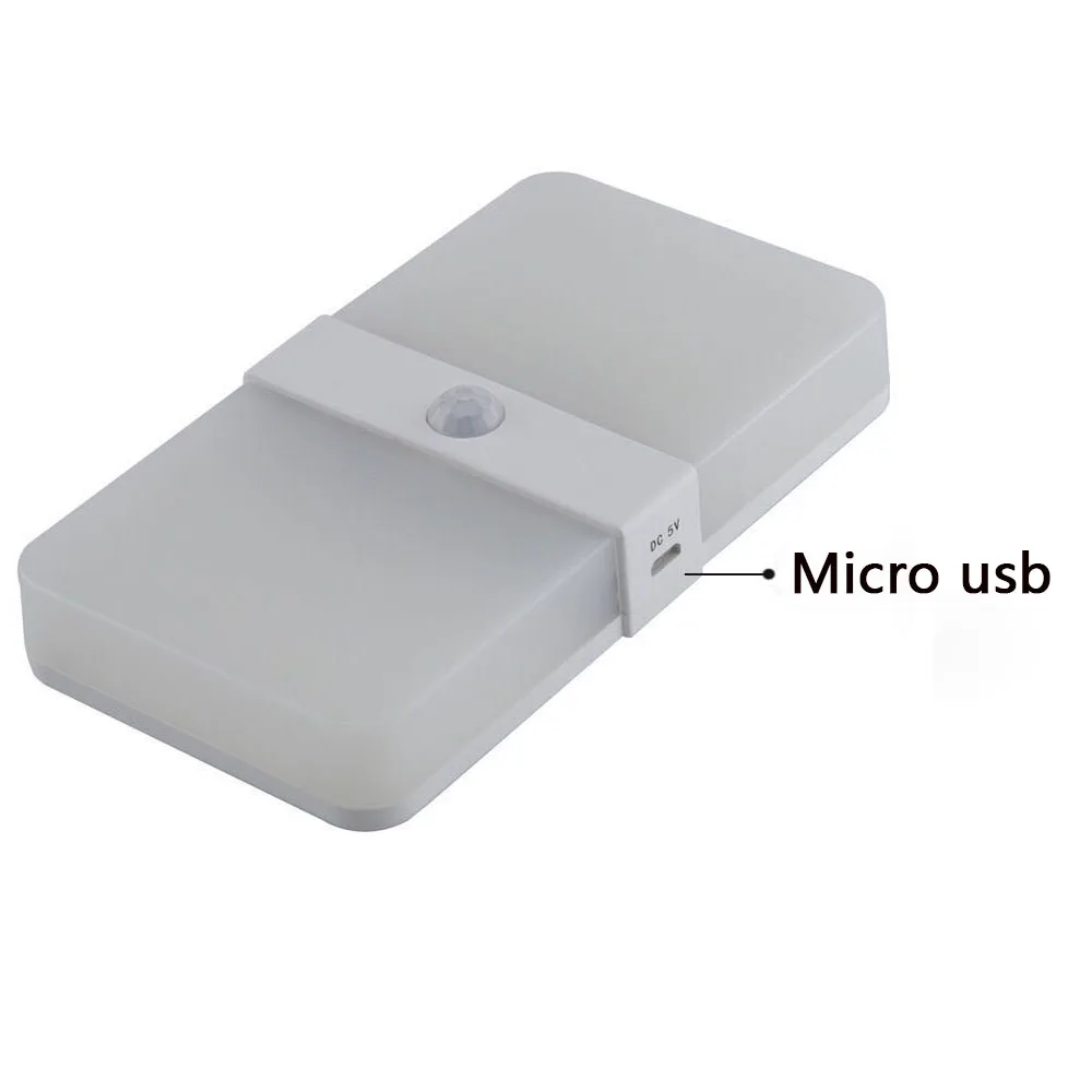 USB Перезаряжаемый теплый белый+ белый двойной цвет PIR датчик движения Активированный Настенный светильник Ночной светильник для шкафа коридора шкафа