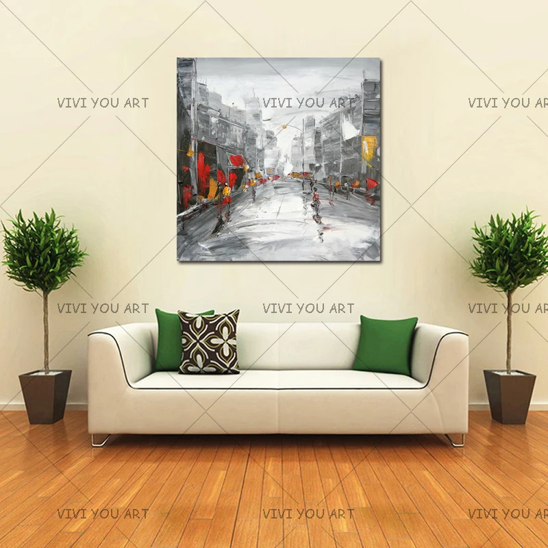 

New Arrival 100% Hand Painted City Landscape Oil Painting On Canvas Handmade Modern Abstract Wall Art Picture For Home Decor