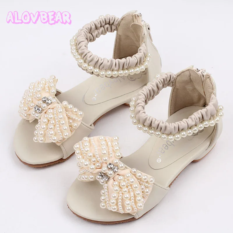

Girls Princess Flowers Sandals PU Leather Bowtie Flat Sandals Kids Sandals For Girl 2017 Summer Baby Girls Sandals L03-9