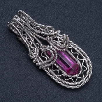 

Natural Aura Quartz Boho Style 925 Sterling Silver Pendant Necklace 2" R1227