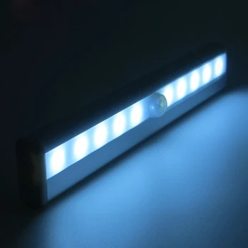 

10pcs/lot 10 LED Motion Sensing Closet Cabinet Wardrobe Wall LED Night Stairs Lighting Step Lamps Tube Bar with Magnetic Strip