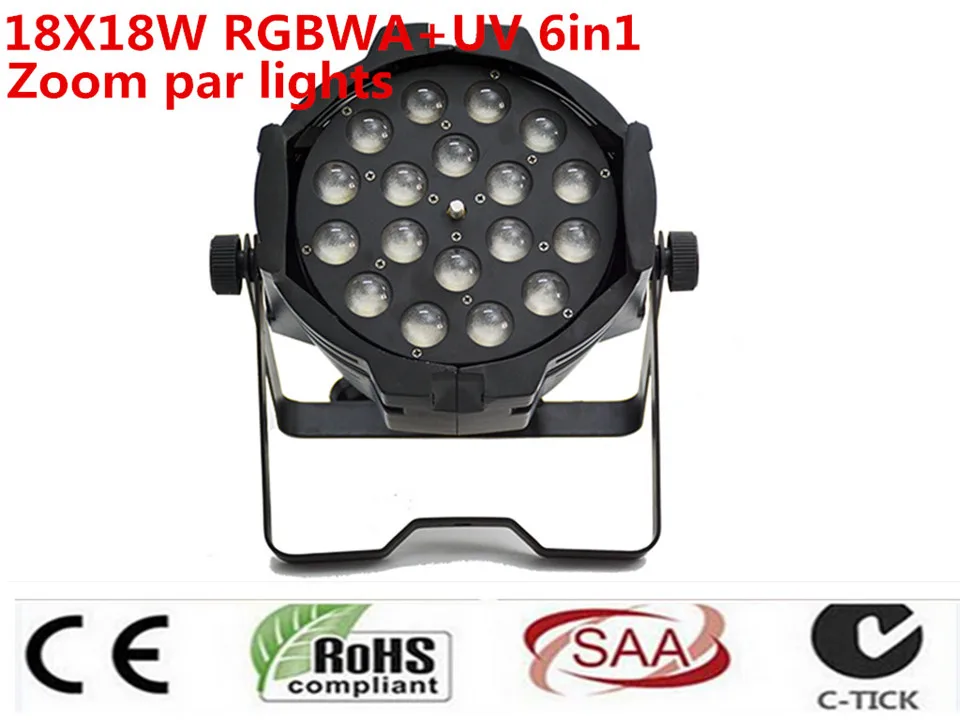 18x18 Вт RGBWA UV 6 в 1 Led Zoom Par Luce led effetto luce dj dmx luci 20 pz/lotto|rgbwa uv 6in1|rgbwa uvled zoom par |