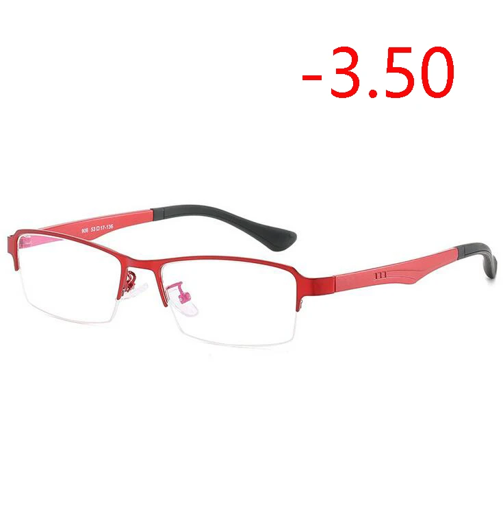 Металлическая Женская полуоправа 1,56, асферические линзы, очки по рецепту, женские очки из титанового сплава, бизнес очки для близорукости с градусом 0~-4 - Цвет оправы: Myopia 350