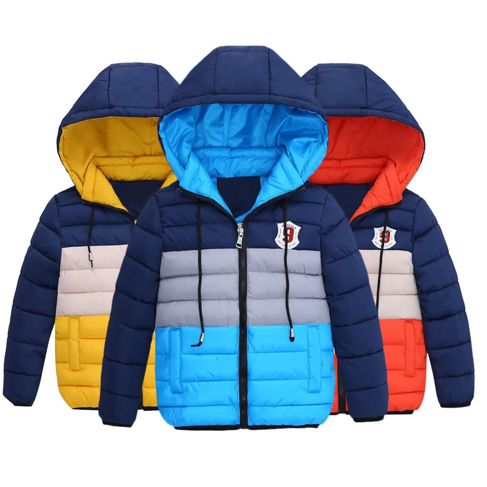 2019 г., модные теплые мягкие зимние пальто высокого качества для мальчиков, куртка детская плотная зимняя толстовка на молнии с капюшоном W723