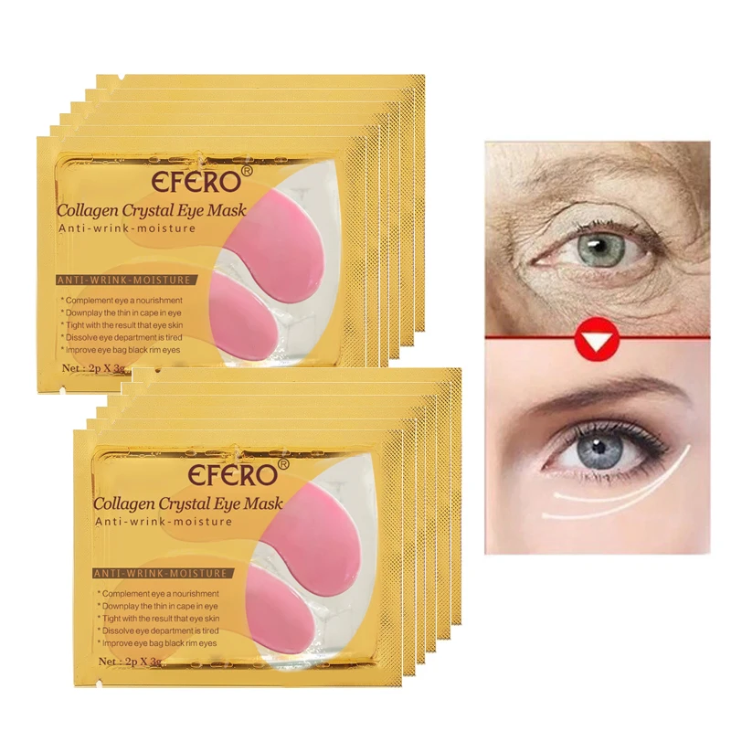 spesifikasi Efero 10 Pcs 5 Pasang Kolagen Mata Masker untuk Wajah Masker Perawatan Kolagen Terhidrolisis Mata Patch Di Bawah kantung Mata Perawatan Kulit