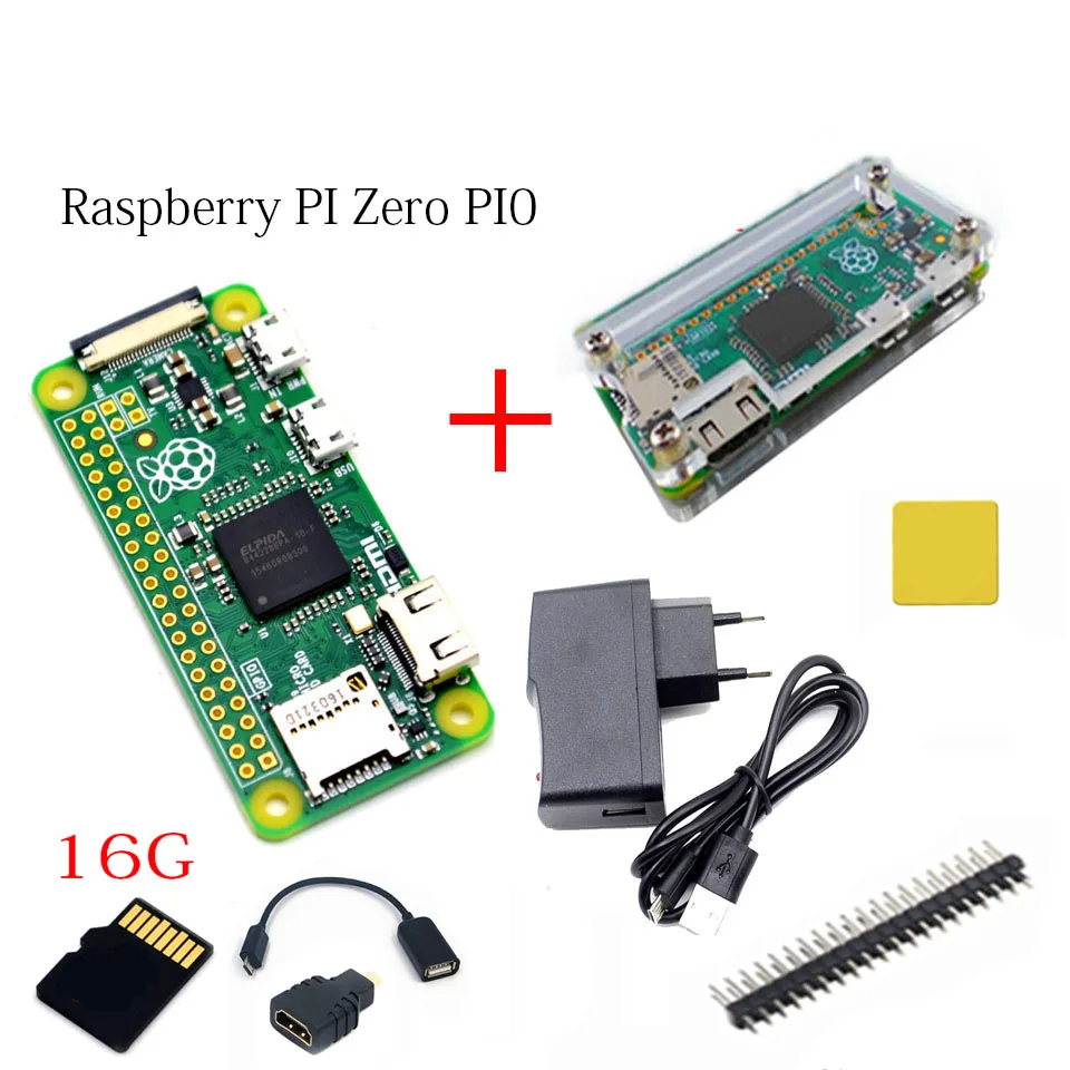 Raspberry Pi Zero PI0 1 3 или W стартовый комплект + акриловый корпус sd карта 16G адаптер