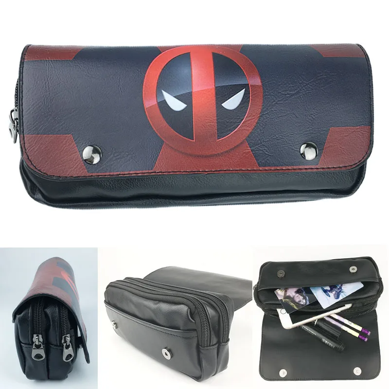 

Marvel Deadpool Pencil Case Student Stationery bag School Pen bag Fashion PU Makeup Case Cosmetic Bags make up bag zipper pouch