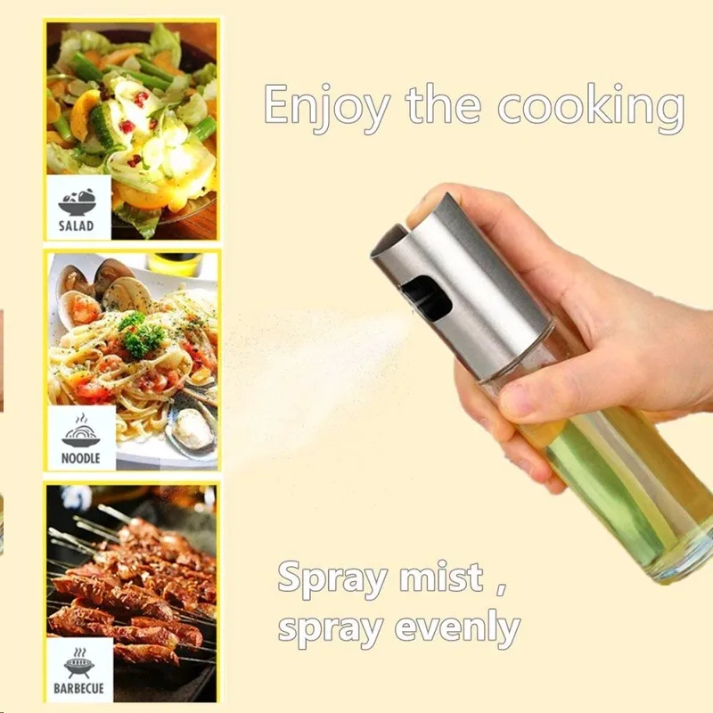 

Stainless Steel Olive Oil Sprayer Refillable Spray Empty Bottles Vinegar Mist Water Pump Gravy Boats Sprayer Kitchen Accessories