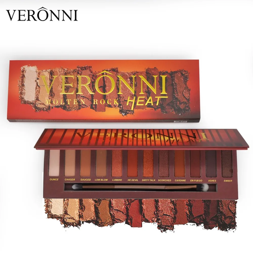 

VERONNI Brand Hot Sale Molten Rock Heat Eye Shadow Makeup Palette Nude Shimmer Matte Smoky Eyeshadow Red Brown Pumpkin Cosmetics