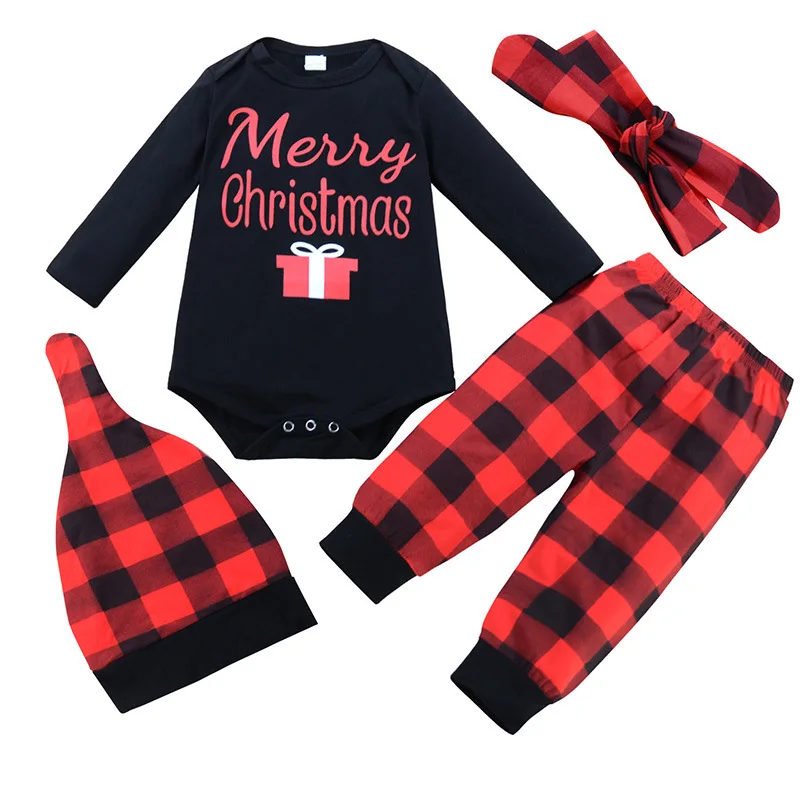 Newborn My First Christmas Baby Boy Girls Print Tops Romper Clothes